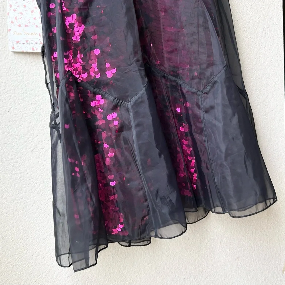 NWT $250 Free People Ghost Mini Sequin Dress in Purple Pink Black Sz 2